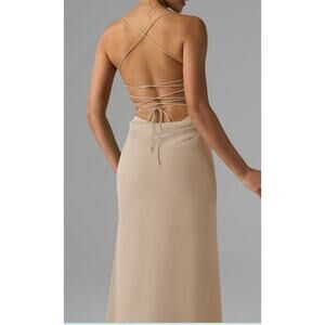 AW BRIDAL 10 L champagne Jay wedding formal party bridesmaid maxi dress NEW B146